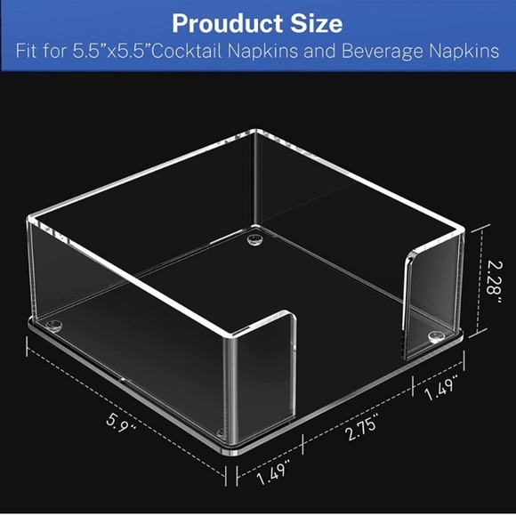 Two 5.5x5.5 acrylic cocktail napkin holders. - Picture 1 of 6